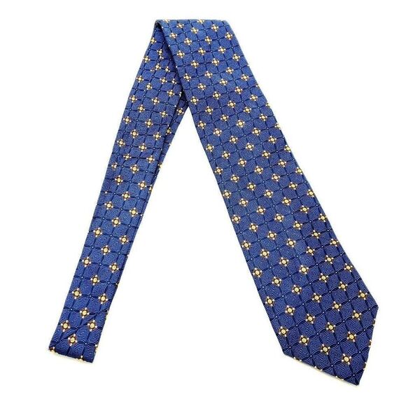 Jos A Bank Executive Silk Tie Woven Blue Geometric - Picture 6 of 6